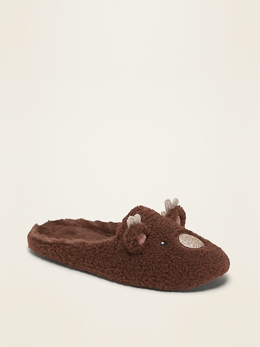 View large product image 1 of 1. Plush Critter Slide Slippers for Women