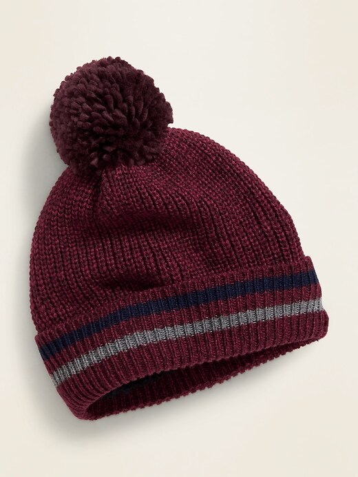 View large product image 1 of 1. Sweater-Knit Pom-Pom Beanie
