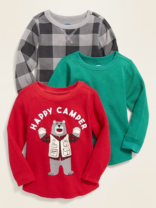 View large product image 1 of 2. Long-Sleeve Thermal-Knit Top 3-Pack for Toddler Boys