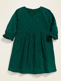 View large product image 3 of 3. Clip-Dot 3/4-Sleeve Dress for Toddler Girls
