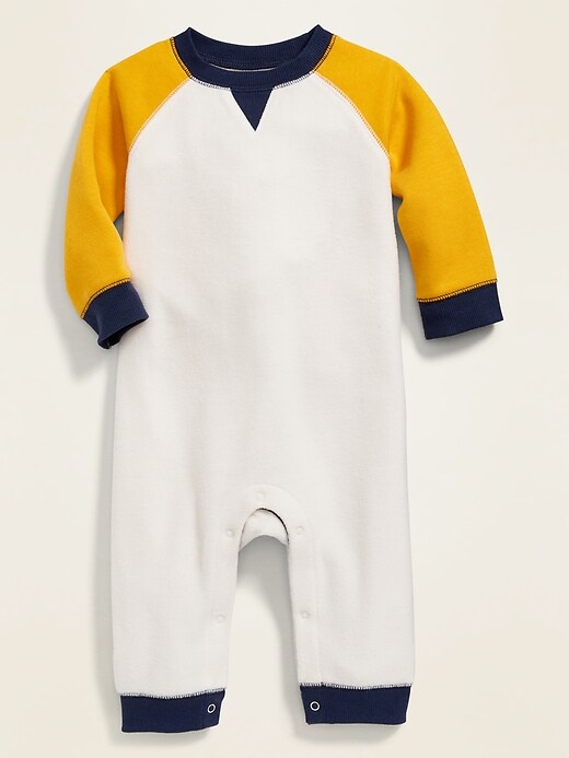 View large product image 1 of 1. Color-Blocked Micro Performance Fleece One-Piece for Baby