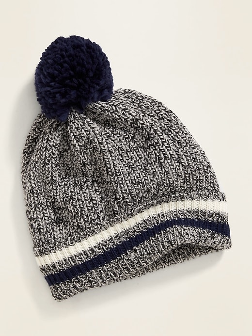 View large product image 1 of 1. Sweater-Knit Pom-Pom Beanie