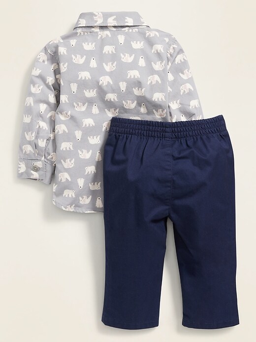View large product image 2 of 2. Printed Poplin Shirt & Twill Pants Set for Baby