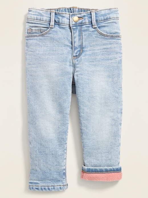 View large product image 1 of 1. Micro Performance Fleece-Lined Boyfriend Jeans for Toddler Girls