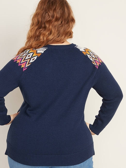 Image number 2 showing, Plus-Size Fair Isle Crew-Neck Sweater