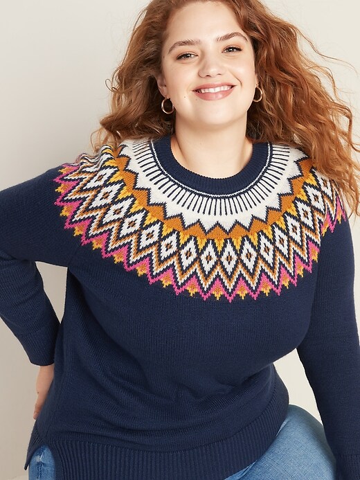 Image number 4 showing, Plus-Size Fair Isle Crew-Neck Sweater