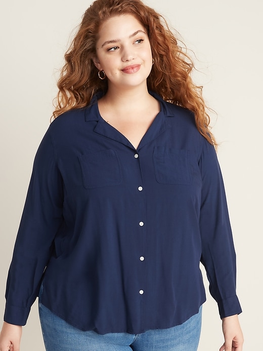 View large product image 1 of 1. Relaxed Plus-Size No-Peek Utility Shirt