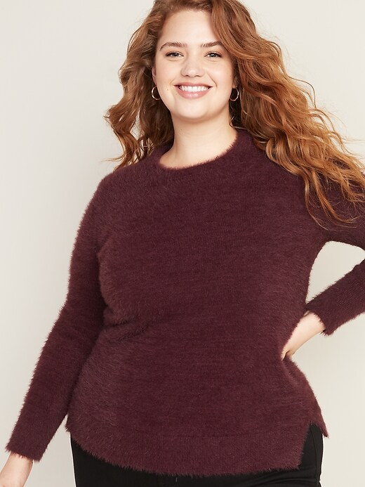 View large product image 1 of 1. Plus-Size Cozy Eyelash Sweater