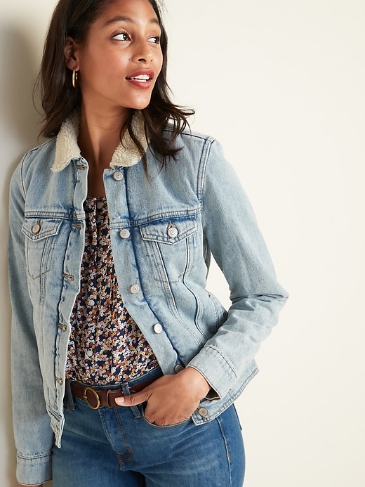 Sherpa-Lined Jean Jacket For Women