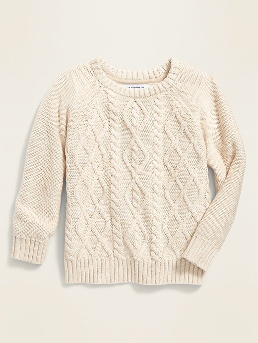 View large product image 1 of 1. Cable-Knit Raglan Sweater for Toddler Boys