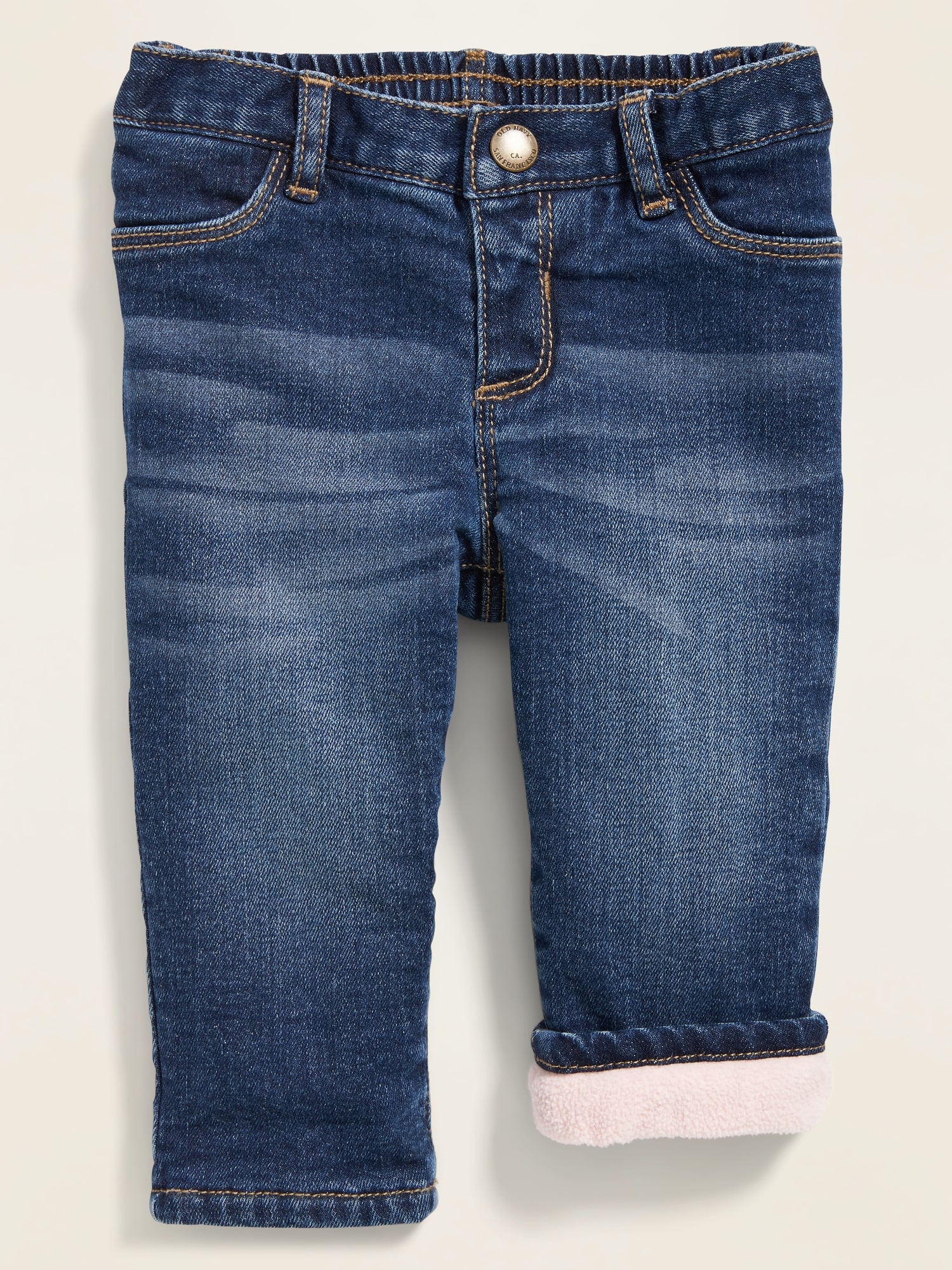 Micro Performance Fleece-Lined Boyfriend Jeans for Baby | Old Navy