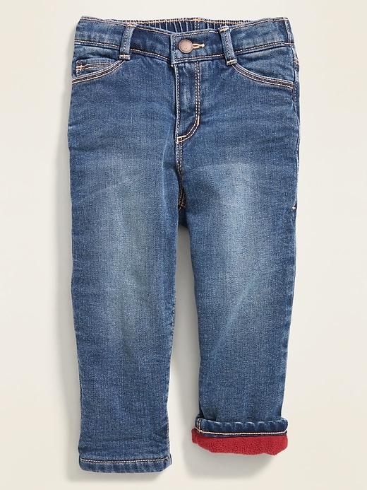 View large product image 1 of 2. Micro Performance Fleece-Lined Boyfriend Jeans for Toddler Girls