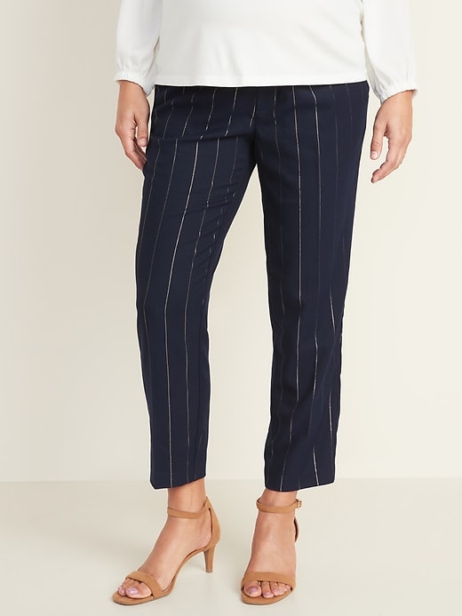 View large product image 1 of 3. Maternity Mid-Rise Full-Panel Pull-On Straight Pants