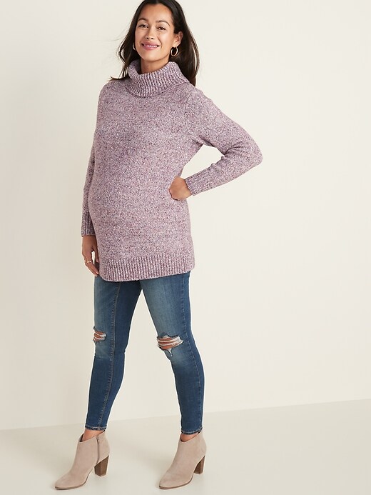 Image number 3 showing, Maternity Turtleneck Tunic Sweater