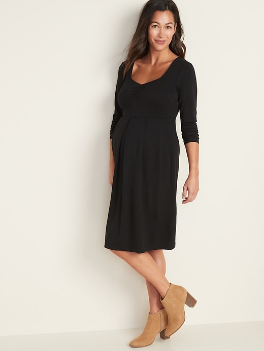 Image number 1 showing, Maternity Fit & Flare Ponte-Knit Dress