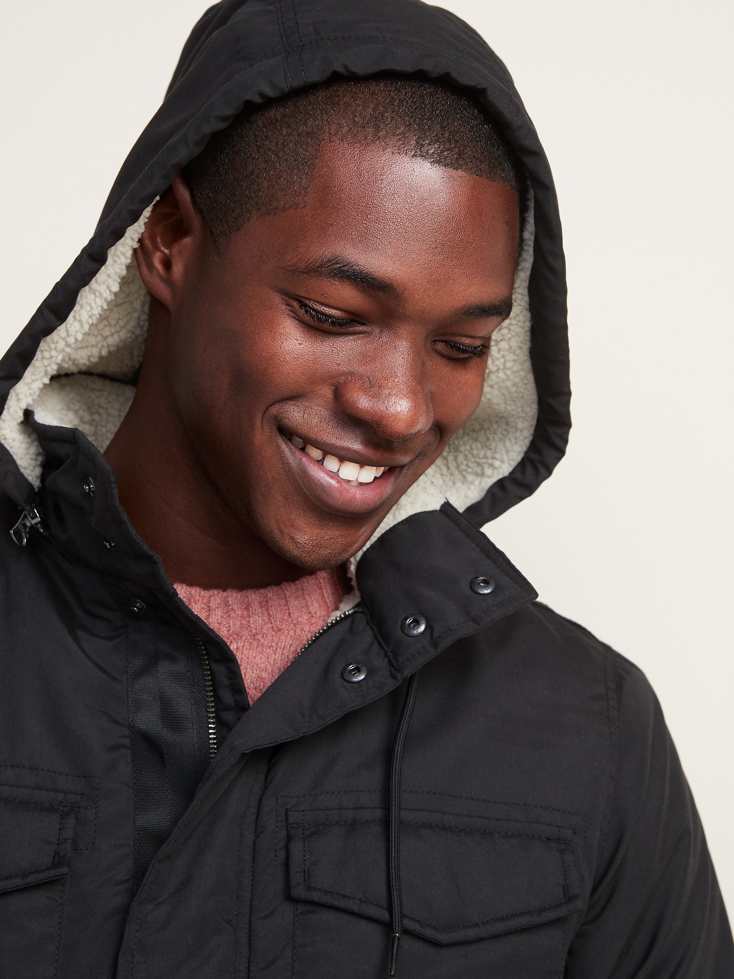 Jacket with large discount hood