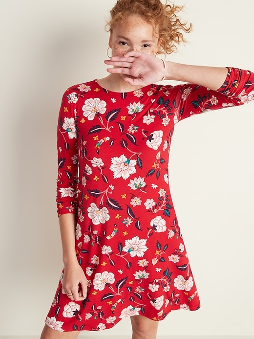 Long-Sleeve Jersey-Knit Swing Dress for Women | Old Navy Long-Sleeve Jersey-Knit Swing Dress for Women | Old Navy