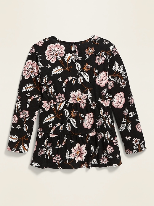 View large product image 2 of 3. Floral-Print Tiered Slub-Knit Top for Girls