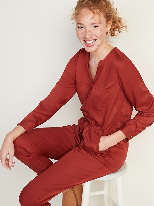 Image number 4 showing, Waist-Defined Utility Jumpsuit for Women