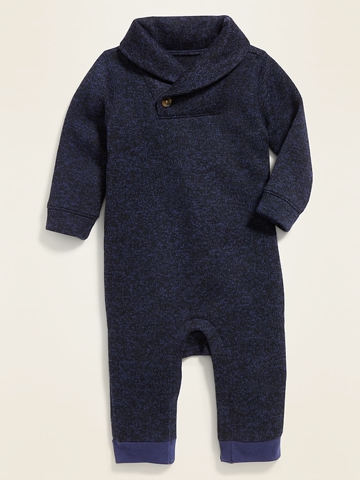View large product image 1 of 2. Shawl-Collar Sweater-Fleece One-Piece for Baby