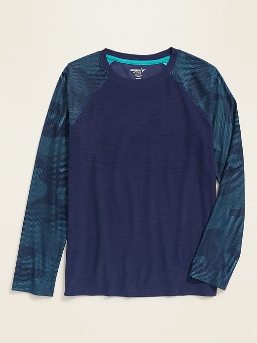 View large product image 1 of 1. Ultra-Soft Breathe On Raglan-Sleeve Tee For Boys
