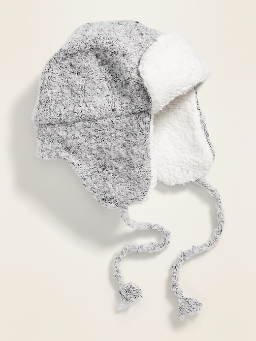 View large product image 2 of 2. Bouclé Sherpa-Lined Trapper Hat for Women