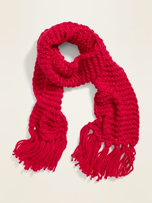View large product image 2 of 2. Textured-Yarn Fringed Scarf for Women