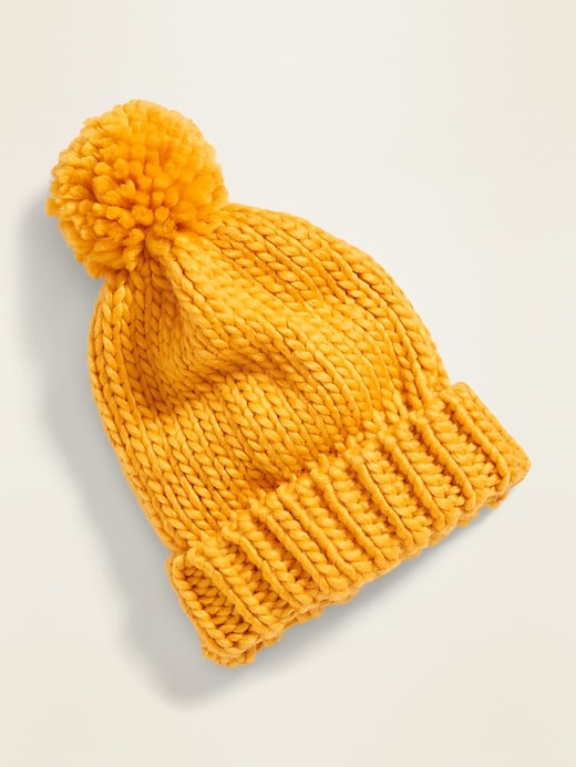 View large product image 2 of 2. Textured-Yarn Pom-Pom Beanie for Women