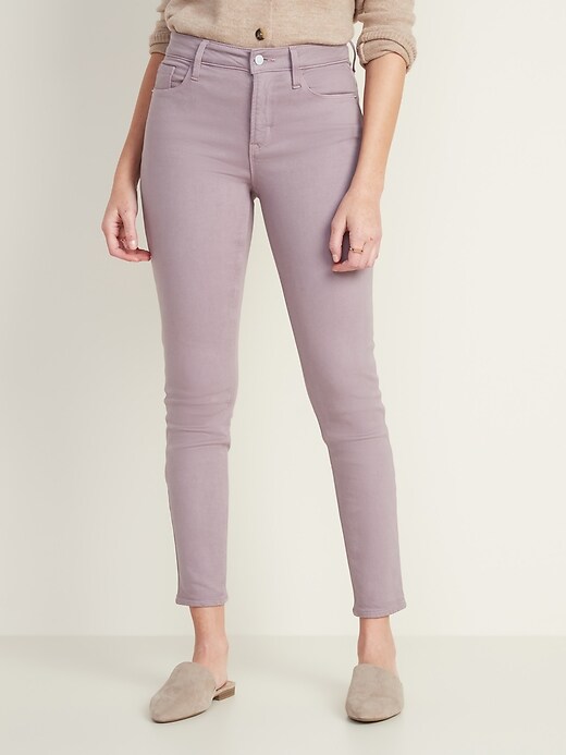 Image number 1 showing, High-Waisted Built-In Warm Pop-Color Rockstar Jeans for Women