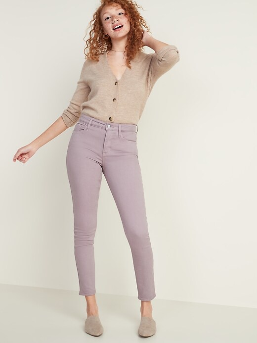 Image number 3 showing, High-Waisted Built-In Warm Pop-Color Rockstar Jeans for Women