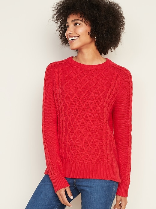 View large product image 1 of 1. Textured Crew-Neck Sweater for Women