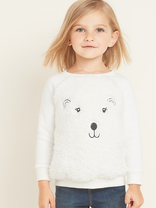 View large product image 1 of 4. Plush Sherpa Critter Sweatshirt for Toddler Girls