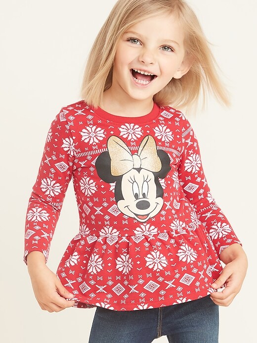 View large product image 1 of 4. Disney&#169 Minnie Mouse Peplum-Hem Tunic Sweatshirt for Toddler Girls