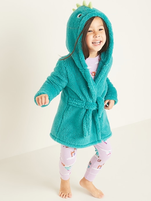 View large product image 1 of 2. Faux-Fur Dinosaur Hooded Robe for Toddler & Baby