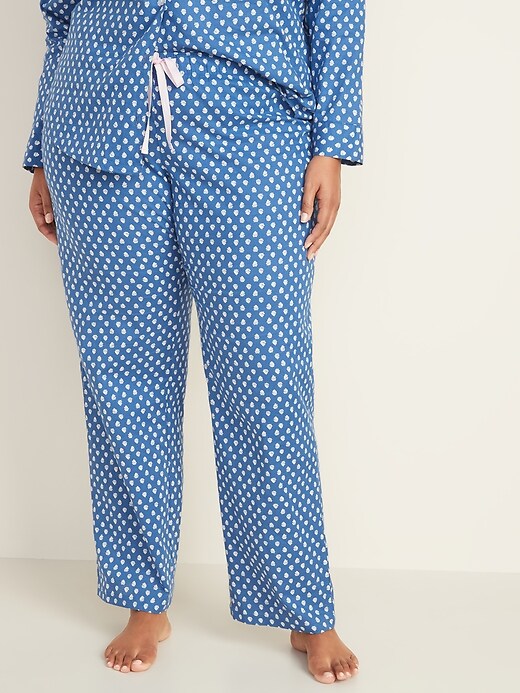 View large product image 1 of 2. Mid-Rise Plus-Size Printed Poplin Pajama Pants