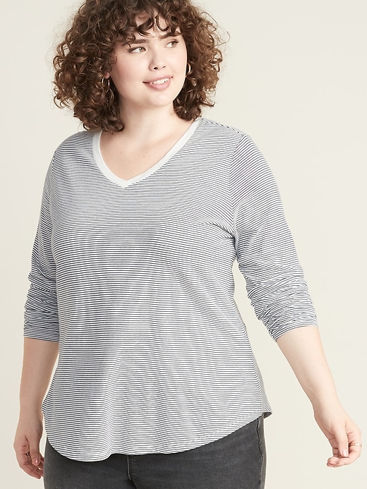 Image number 1 showing, EveryWear Plus-Size Striped V-Neck Tee