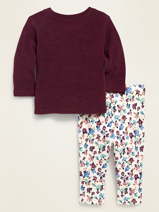View large product image 2 of 2. Plush-Knit Twist-Front Top & Printed Leggings Set for Baby
