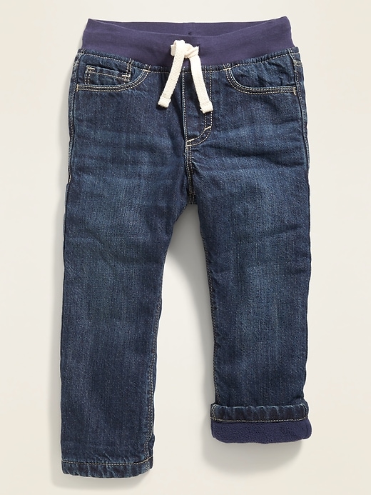 View large product image 1 of 1. Rib-Knit Waist Performance Fleece-Lined Jeans for Toddler Boys