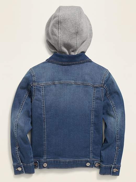 View large product image 2 of 3. Built-In Flex Fleece-Hood Jean Jacket For Boys
