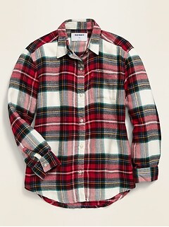 Plaid Flannel Tunic Shirt for Girls