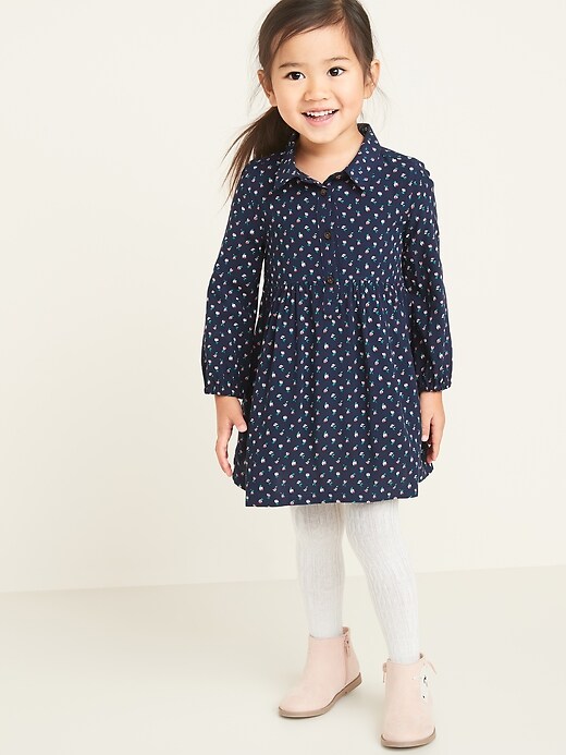 View large product image 1 of 3. Printed Popover Shirt Dress for Toddler Girls