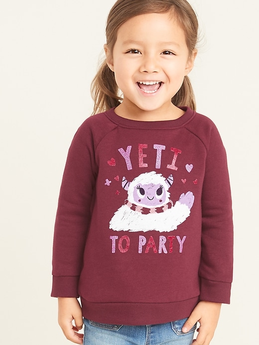 View large product image 1 of 1. Raglan-Sleeve Tunic Sweatshirt for Toddler Girls