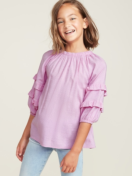View large product image 1 of 3. Textured Ruffle-Trim Top for Girls