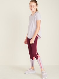 View large product image 3 of 3. Mid-Rise Go-Dry Color-Blocked Leggings for Girls