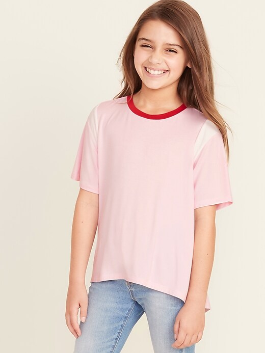 View large product image 1 of 3. Color-Blocked Flutter-Sleeve Tee for Girls