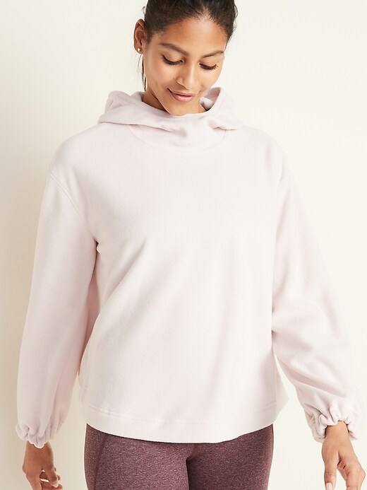 View large product image 1 of 1. Go-Warm Micro Performance Fleece Pleated-Back Swing Hoodie for Women