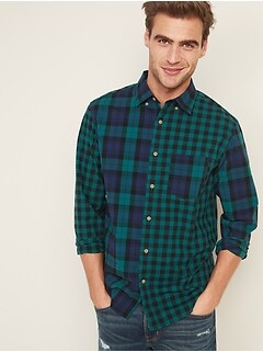 Regular-Fit Built-In Flex Patchwork-Plaid Everyday Shirt for Men