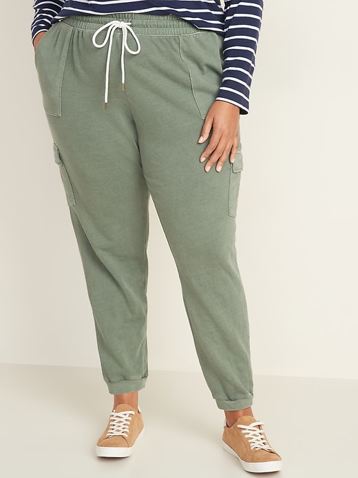 View large product image 1 of 2. Mid-Rise Plus-Size French Terry Cargo Street Joggers