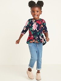 View large product image 3 of 4. Floral-Print Peplum-Hem Tunic for Toddler Girls