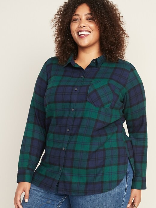 Plaid Flannel No-Peek Plus-Size Classic Shirt | Old Navy